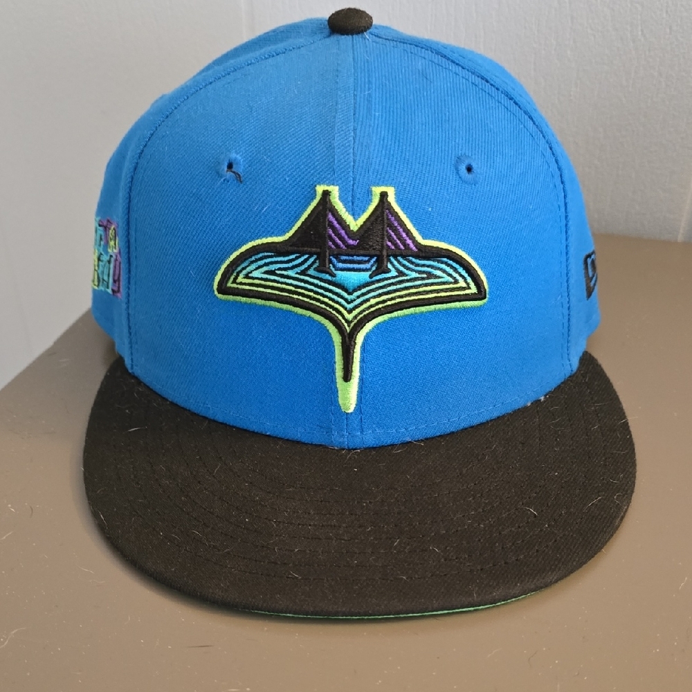 New Era Bright Blue Hat with Black Brim